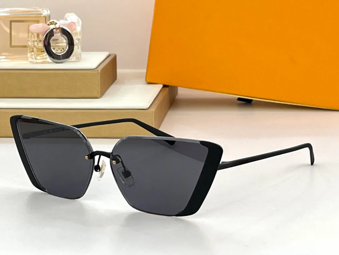 designerSunglasses pour femmes hommes été luxe 1993 passerelle extérieure à la mode demi-monture œil de chat conception anti-ultraviolet UV400 lu
