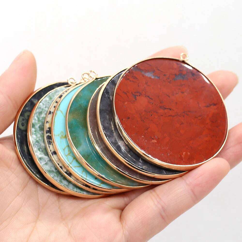 1pc 50mm Round Crystal Gemstone Pendant Natural Stone Rose Quartz Charms for Jewelry Making Supplies DIY Necklace Accessories 4c1b5