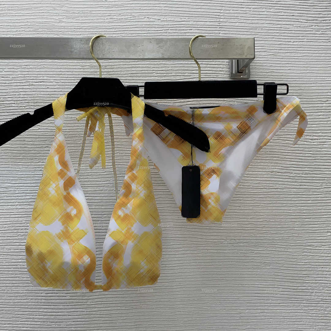 New split-body women swimsuit summer lady bikini women designer clothes golden retro patterned printed bikini split swimwear set A1627X13N239-image-1106683777
