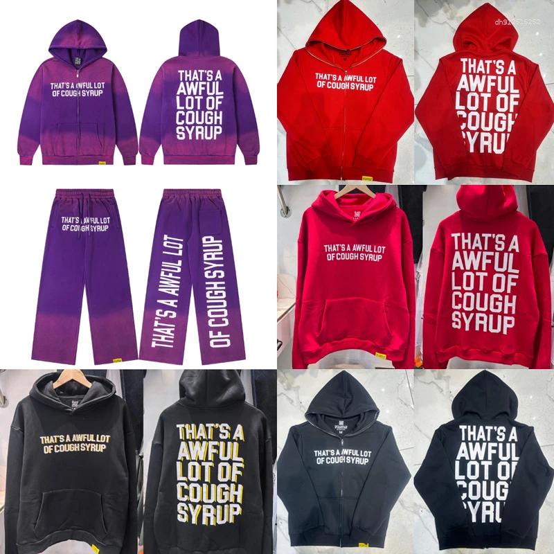 Men's Hoodies Fashionable Classic THAT'S A AWFUL LOT OF COUGH SYRUP Hoodie Casual Men Women Loose Letter Printed Fleece Hooded Sweatshirt