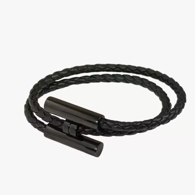 H Pulseras Pulsera de cuero negro unisex Pulsera de diseñador Pulsera con dijes para parejas Cuerda de mano trenzada de cuero genuino para hombres e
