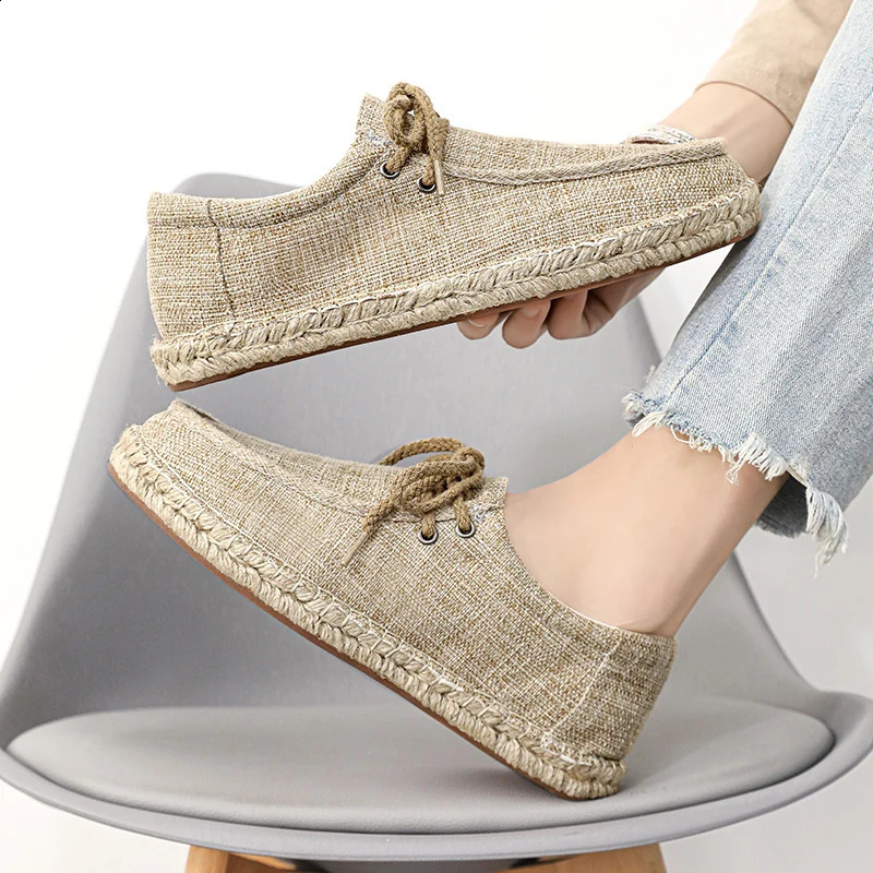 Linen Fishermans Shoes Mens Trendy Fabric 2025 Breathable Summer Onefoot Casual 260519banjia