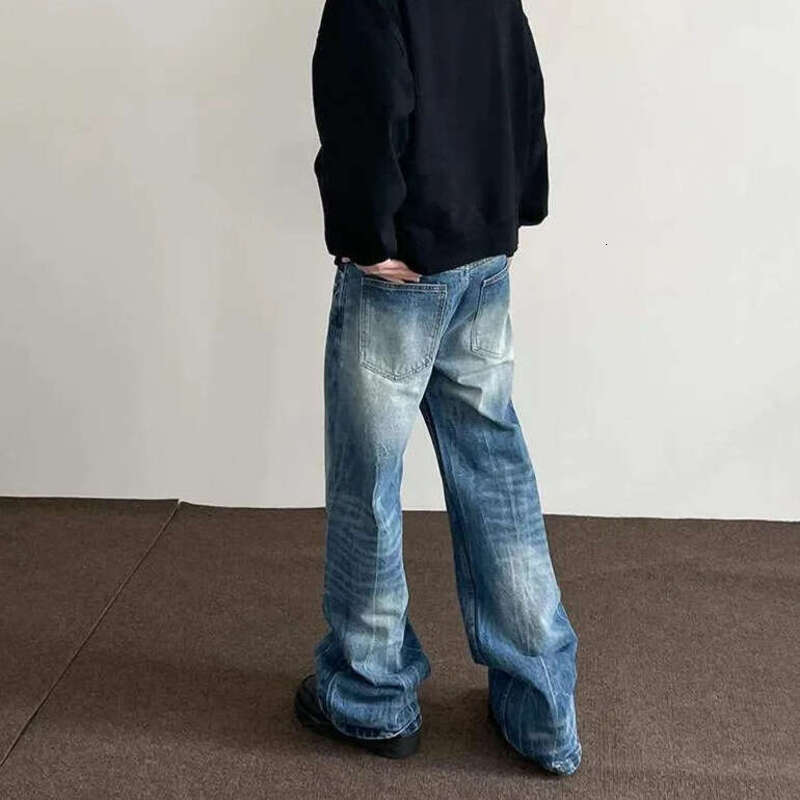 Men Jeans Men Designer Pants Mens Loose Wide trousers Leg Denim Jeans Vintage Light Blue Distressed Washed Trousers Denim Pants