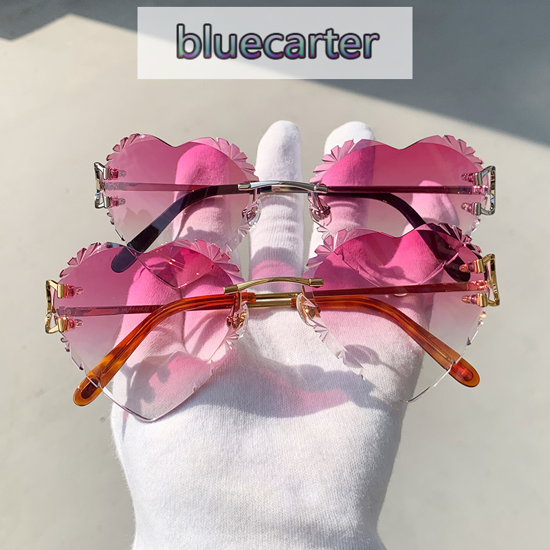 Y2K Aesthetic Heart Shaped Sunglasses Carter Retro Party Eyewear Vintage Luxury Designer Sweet Heart Sunglasses Daily Decorative 828 Gold Diamond Cu