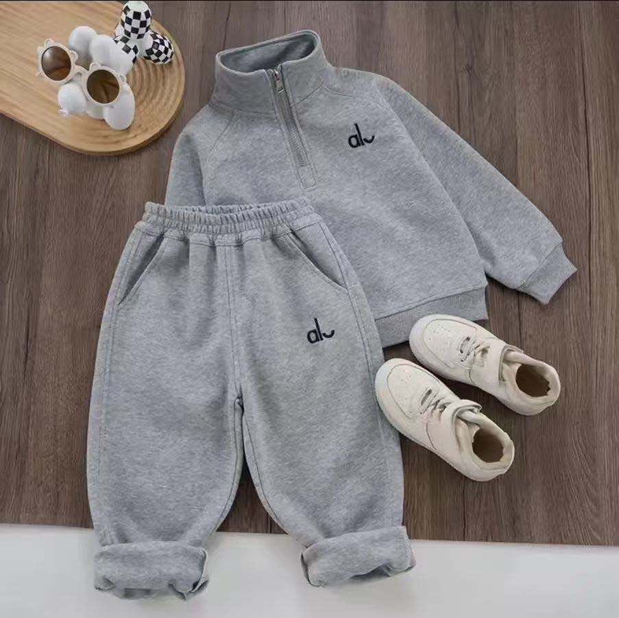 Boys and Girls Half Zipper Suit Autumn Winter Children's Fashion Leisure Sports Two Piece Set 6-12 Years Sweatshirt and Pants Tracksuits Kid-image-1106823708