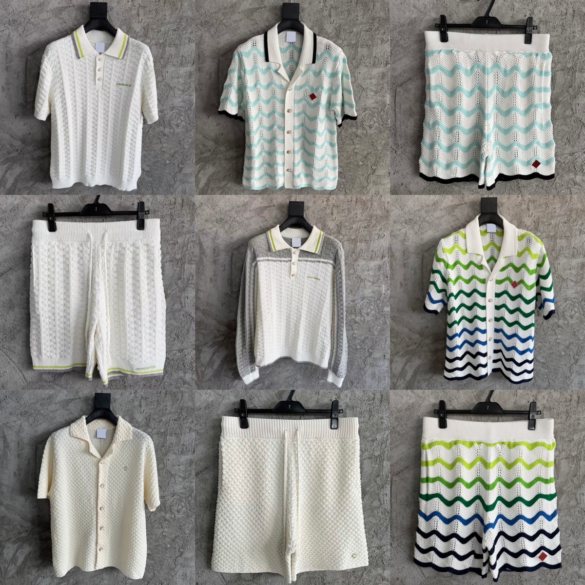 2026 Casabalnc Top Designer Summer Knit Casual Knee-Length Shorts Men New Classic Retro Knitted Short Sleeve Loose Pullover Polo Sweater Cardigan-image-931383460
