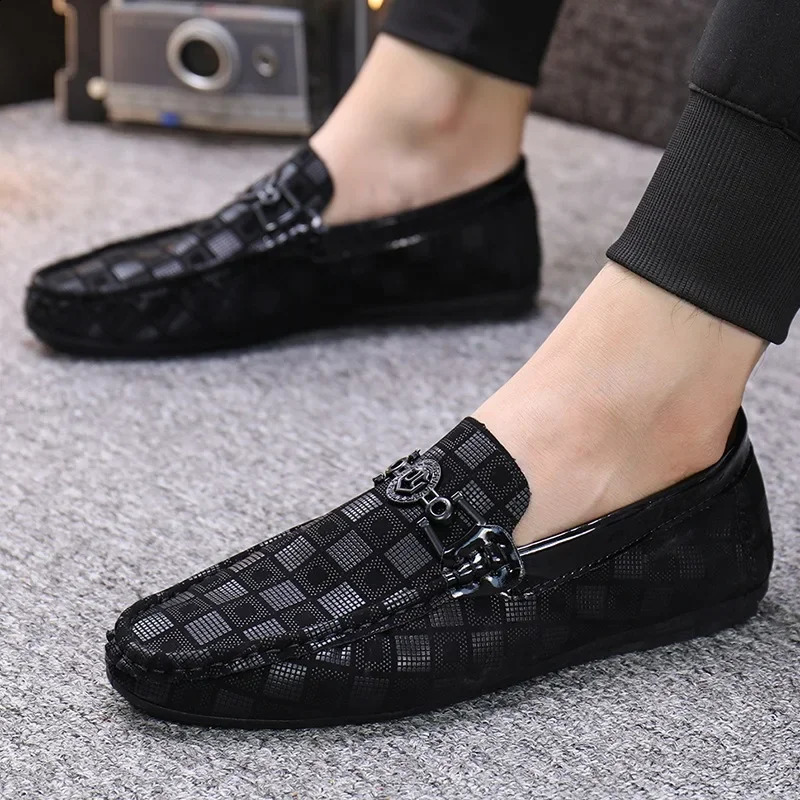 Spring Summer Mens Lazy Shoes One Step Plaid Trendy Casual Single Breathable Rubber Sole Polyamide L 260519banjia