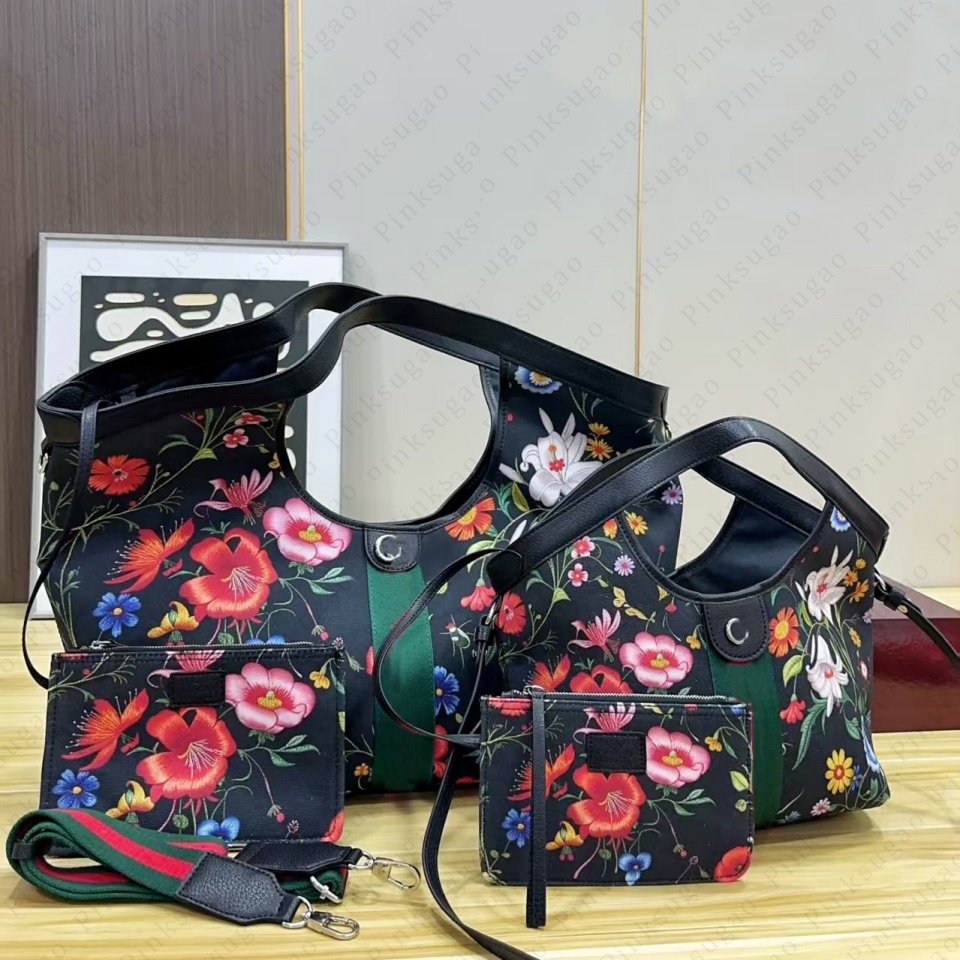 Women's Designer Handbags Canvas 2pcs Tote Bag Fashion Floral Print Cross Body Shoulder bag for Ladies Lightweight Large Capacity Daily Travel
