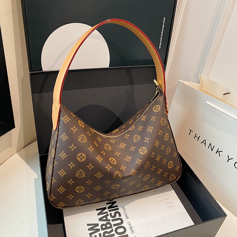 Vintage Commuter Women's Tote Bag Shoulder Bag Premium Women's Bag Texture Printed Underarm Bag Large Capacity