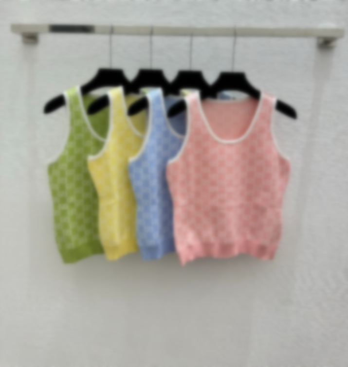 26 Women's Tank Top T-shirt Top Color Contrast Flower Letter Round Neck Knitted Tank Top 520