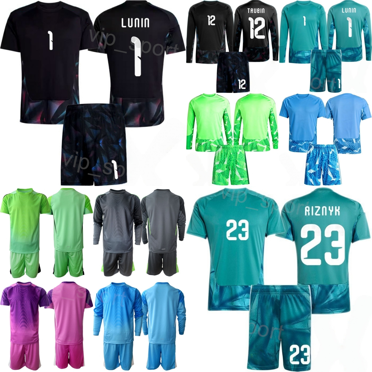 National Ukraine GK Soccer 23 Dmytro Riznyk Maillots Gardien de but à manches longues 1 Ruslan Neshcheret 12 Anatoliy Trubin Andriy Lunin Maillot