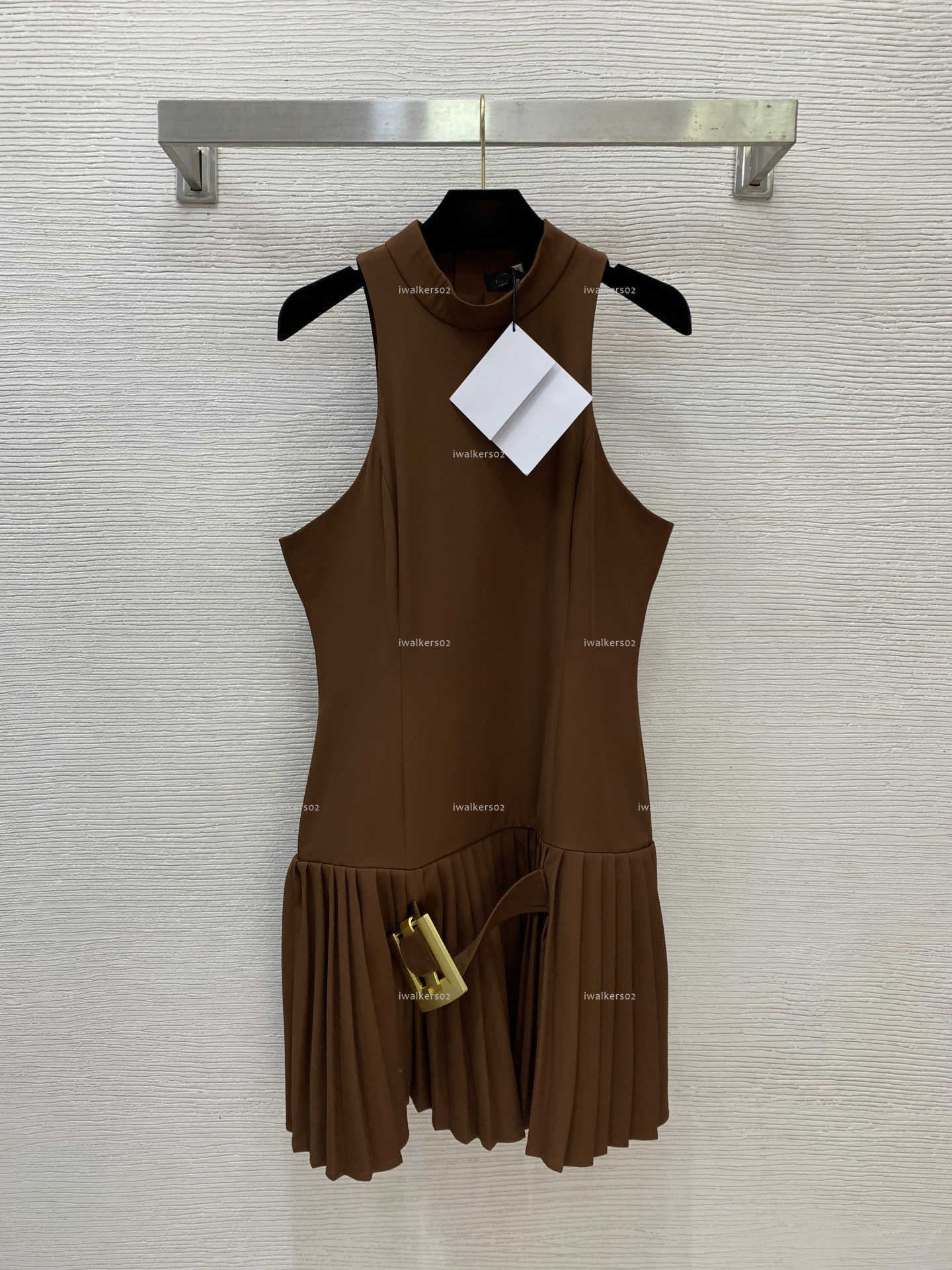 Classics v-neck women dress Summer lady dresses women designer clothes metal accessories slim fit sleeveless vest frock A988X01N121-image-1106882905