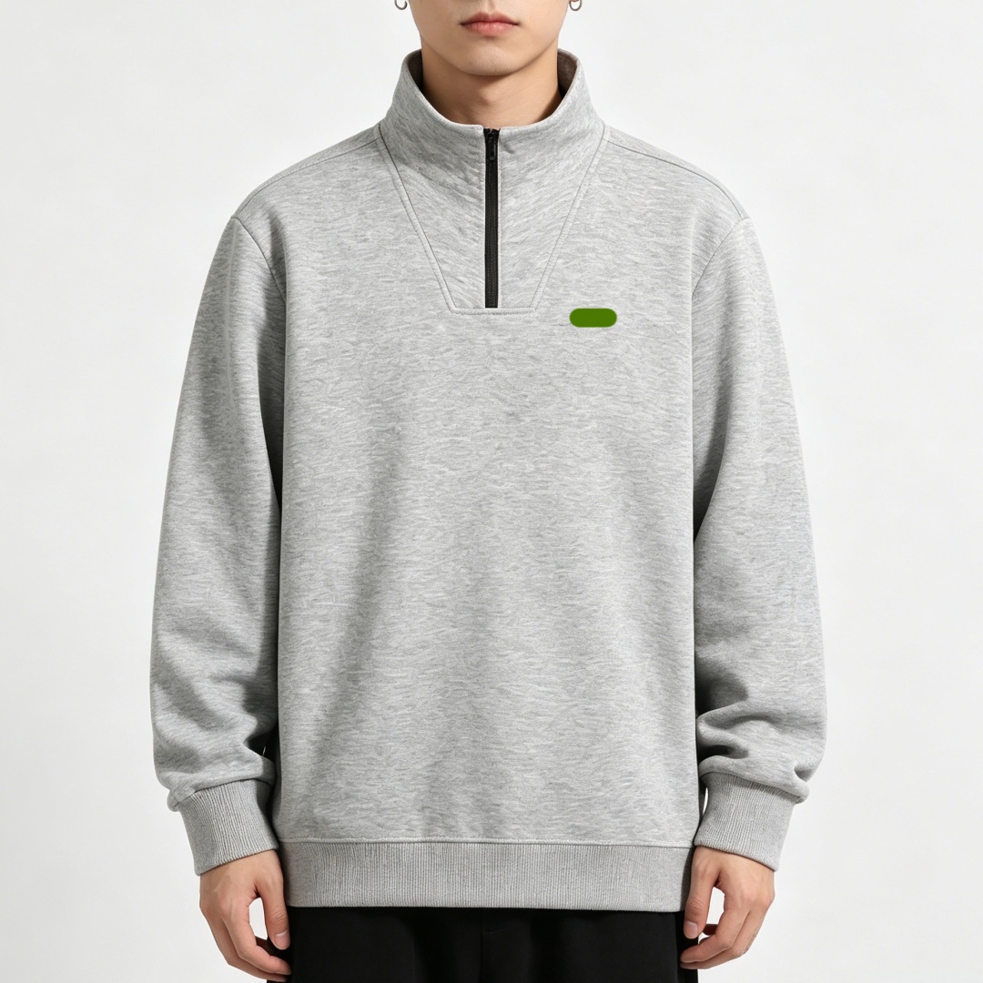 Men's Zipper crocodile Hoodie Spring Autumn Sweatshirts Half Zip Long Sleeve Hoodie Solid Color Half High Collar Overhead Trendy New Style Spor