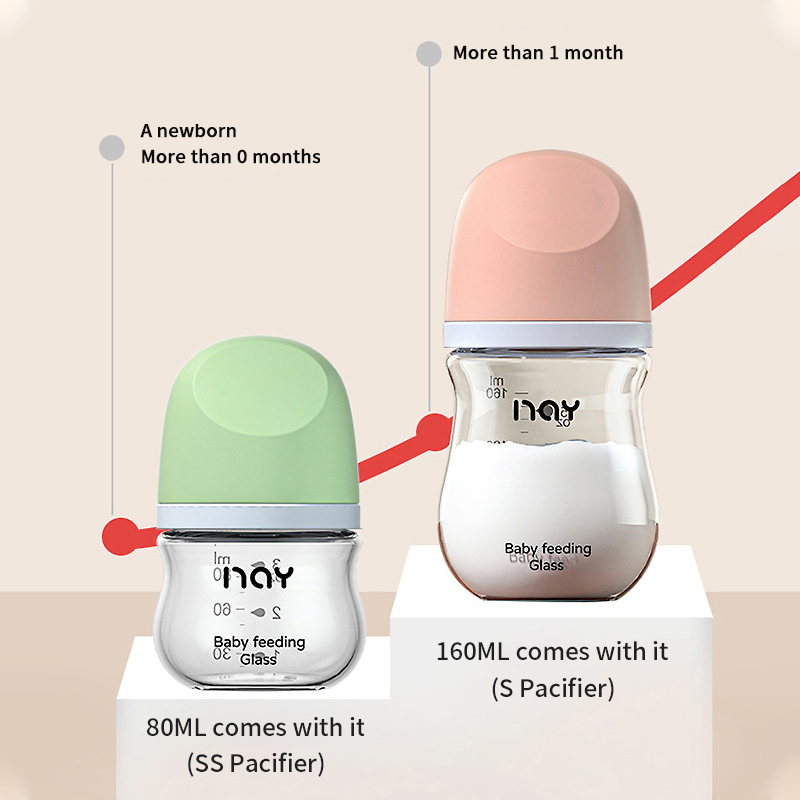 1PCS Newborn Feeding Bottles 80ML/160ML Baby Bottle Glass Bottles Anti-flatulence Milk Feeding Bottles Infant BPA free-image-1106823033