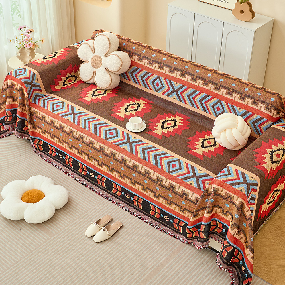 Bohemian Kilim Cotton Yarn Sofa Cover, All-season Universal Full Wrap Sofa Slipcover.VQS201-image-1106890964