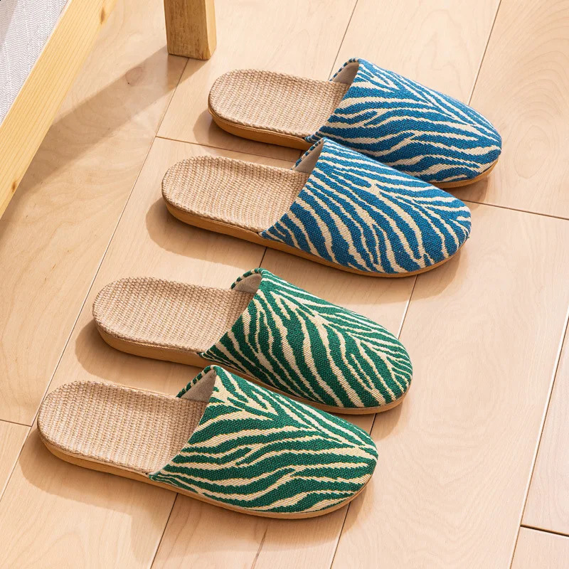 Seasonal Linen Slippers for Home Wholesale Mens Quiet and Non-Slip Cotton Linen Indoor Sandals for Women Home Use 260516BJ