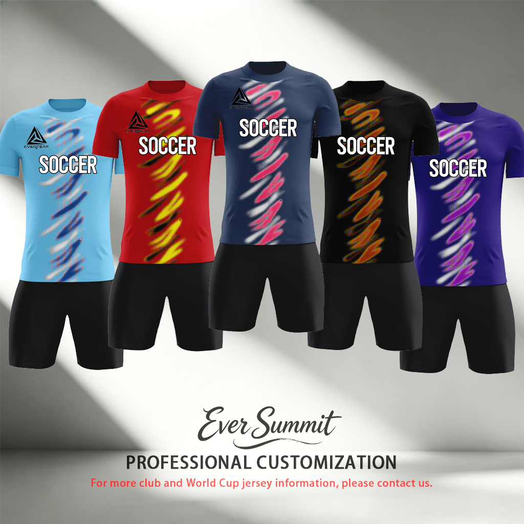 Conjunto de camiseta de fútbol personalizada con pincel para hombre, uniforme de fútbol de secado rápido con pantalones cortos, logotipo de número d