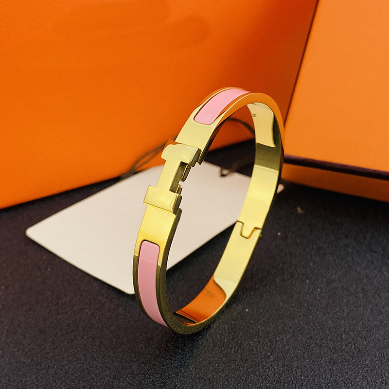 jewellry H bracelets designer 8mm thin Letter Titanium steel luxury buckle bracelet for woman letters bangle man fashion Jewelry