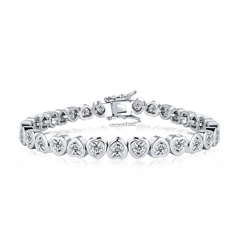 Choucong Romantic Wedding Bracelets Luxury Jewelry 18K White Gold Fill Heart Shape 5A Cubic Zirconia CZ Diamond Elegant Party Women Lover Bangle Gif