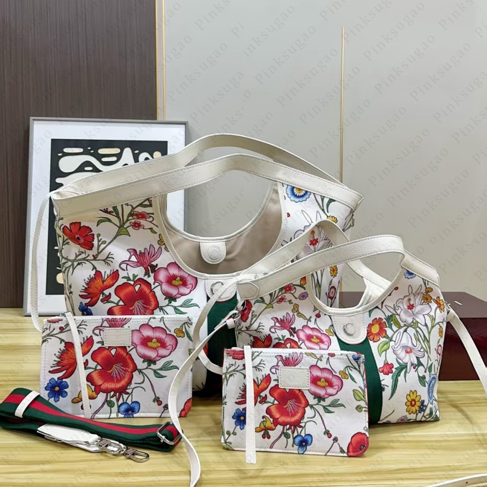Women's Designer Handbags Canvas 2pcs Tote Bag Fashion Floral Print Cross Body Shoulder bag for Ladies Lightweight Large Capacity Daily Travel
