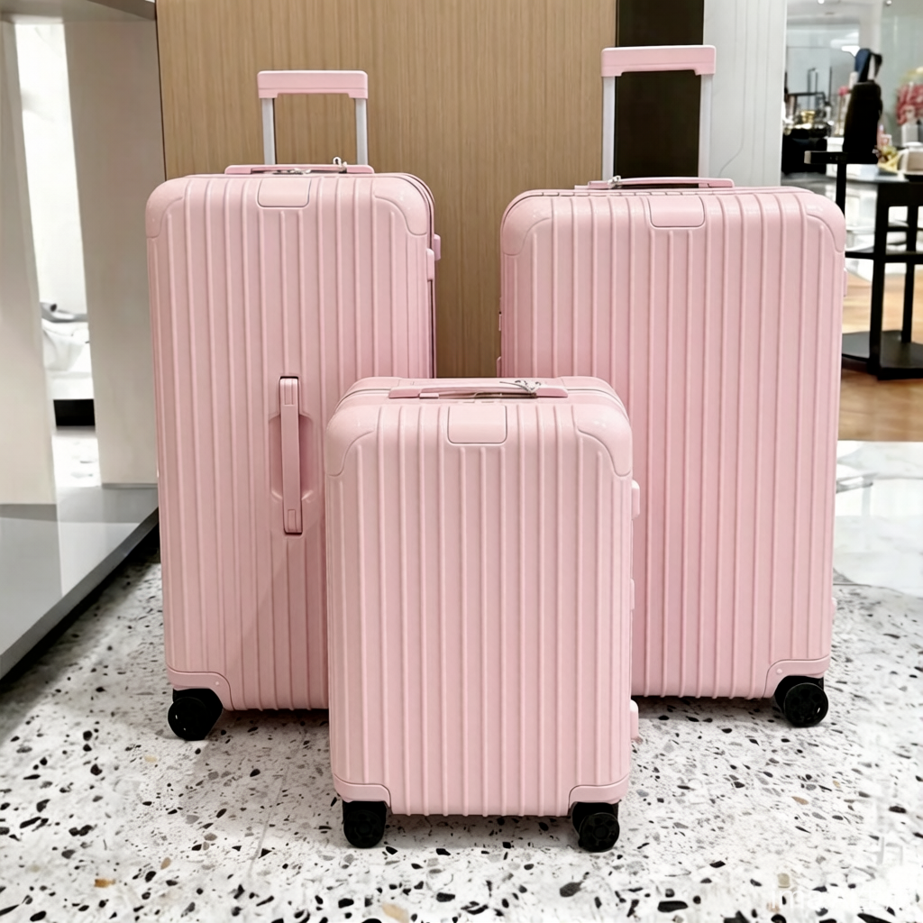 Ballet Pink Designer Suitcase Luggage with wheels Polycarbonate Luxury Box Trolley Case Travel Bag Rolling Password Suitcases Boarding Case Large-image-1039827374