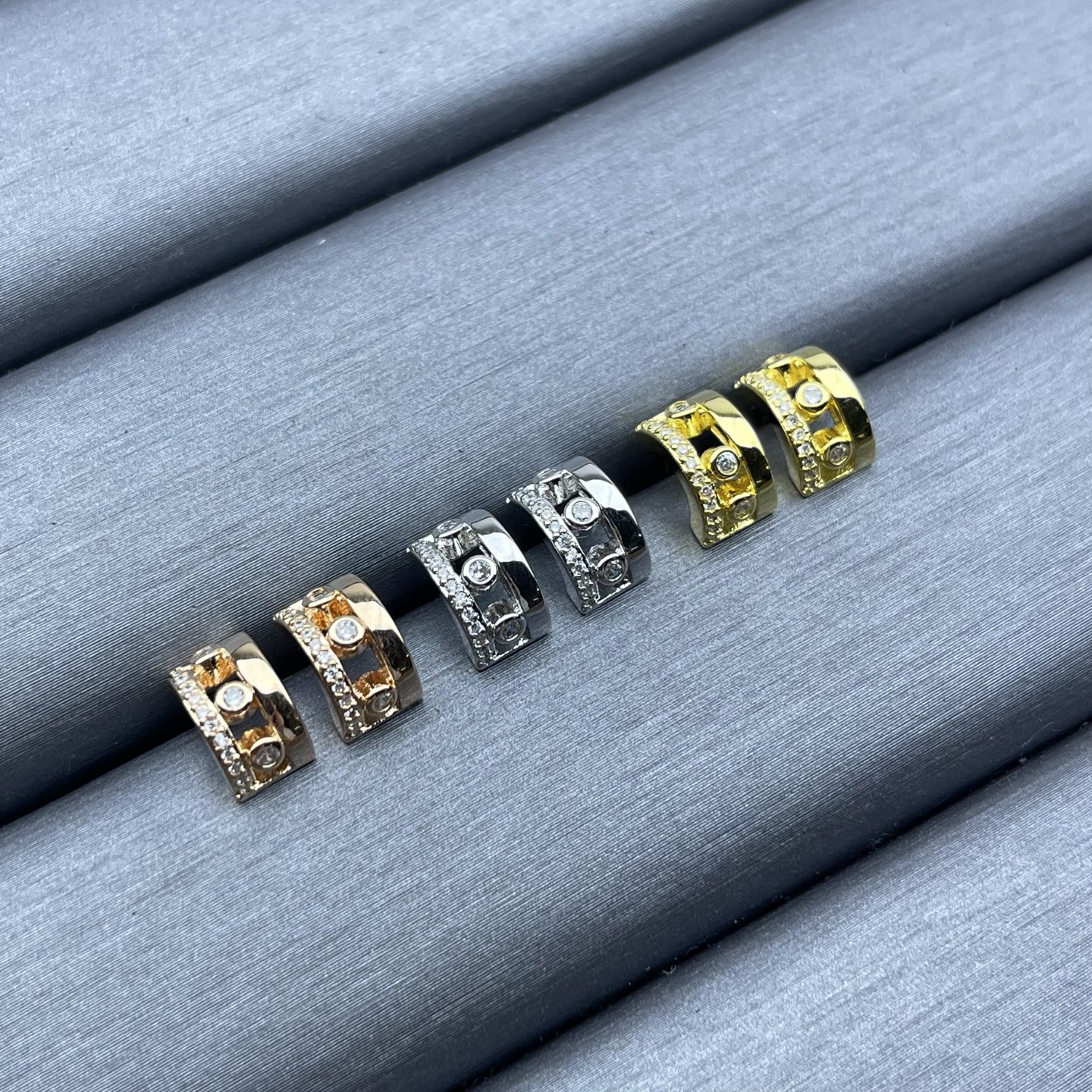 2026 New Fashion Women High Quality Silver Rose Gold Stainless Steel Small Crystal Half Circle Hoop Huggie Stud Earrings Jewelry-image-1106885772