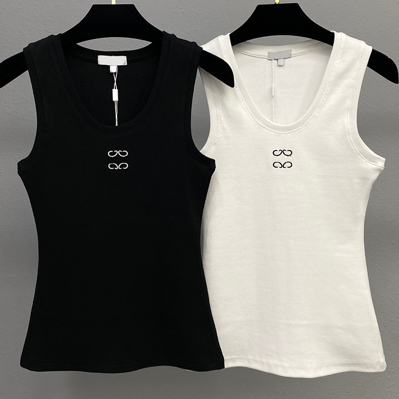Marque femmes coupe ajustée gilets noir blanc col rond Singlet été lettres Style décontracté réservoirs respirants