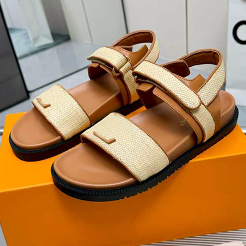 Nouvelle arrivée Créateur de mode Mare Comfort Sandal femmes fabriquées à partir de raphia style décontracté Sandales de loisirs en plein air san