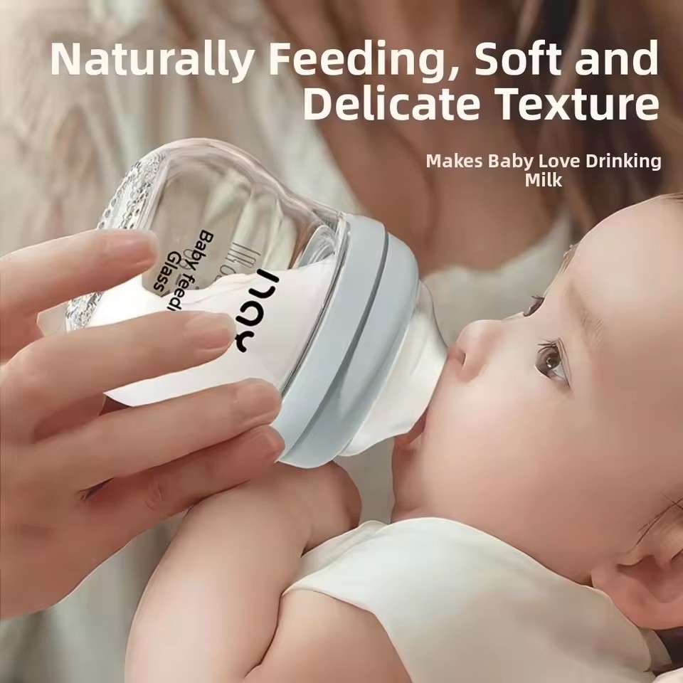 Glass Baby Bottle Anti-flatulence Anti Choking Newborn Feeding Bottle 80/160ML Food Grade Baby Drinking Cup Feeding Supplies-image-1106819963