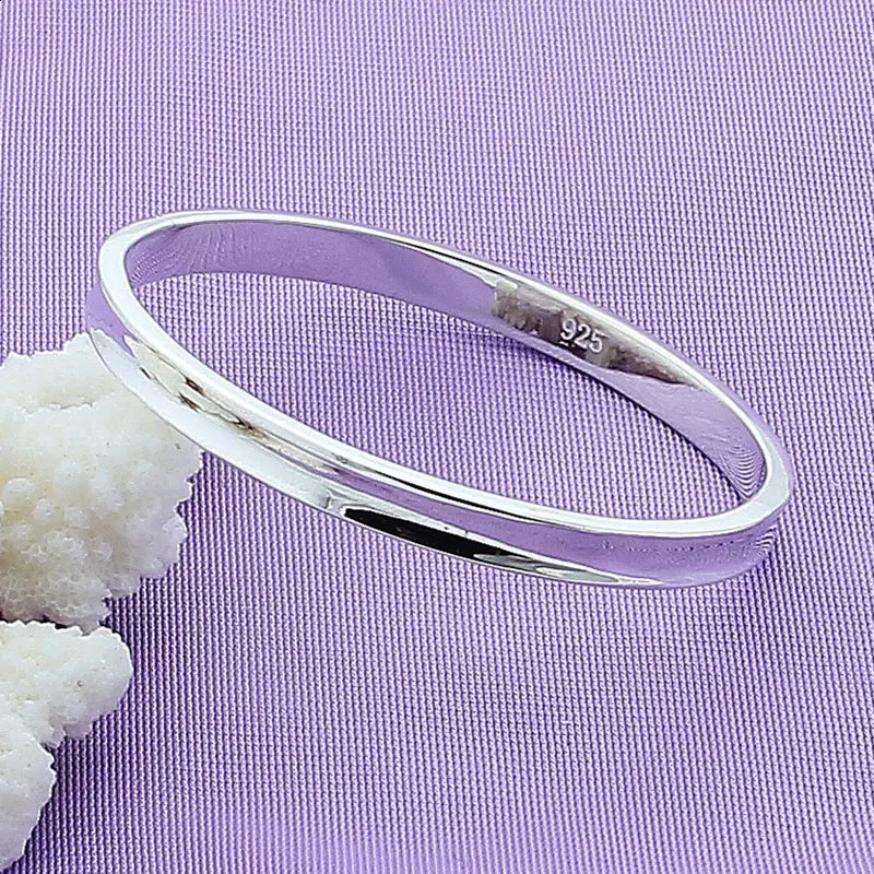 925 Sterling Silver Womens Bangle The Gift for Mothers Day Fashion Concave n Smooth Shiny Silver Bracelet Jewelry260518