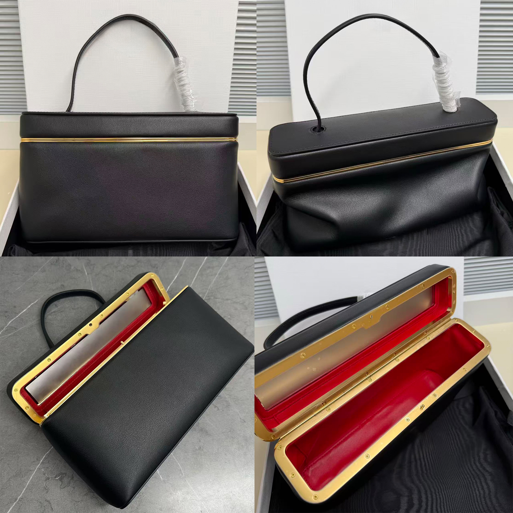 cube canvas calfskin rectangle calfskin Luxury Designer Leather Cosmetic Organizer Women Crossbody Shoulder Bag Detachable Mini Box Makeup Purse