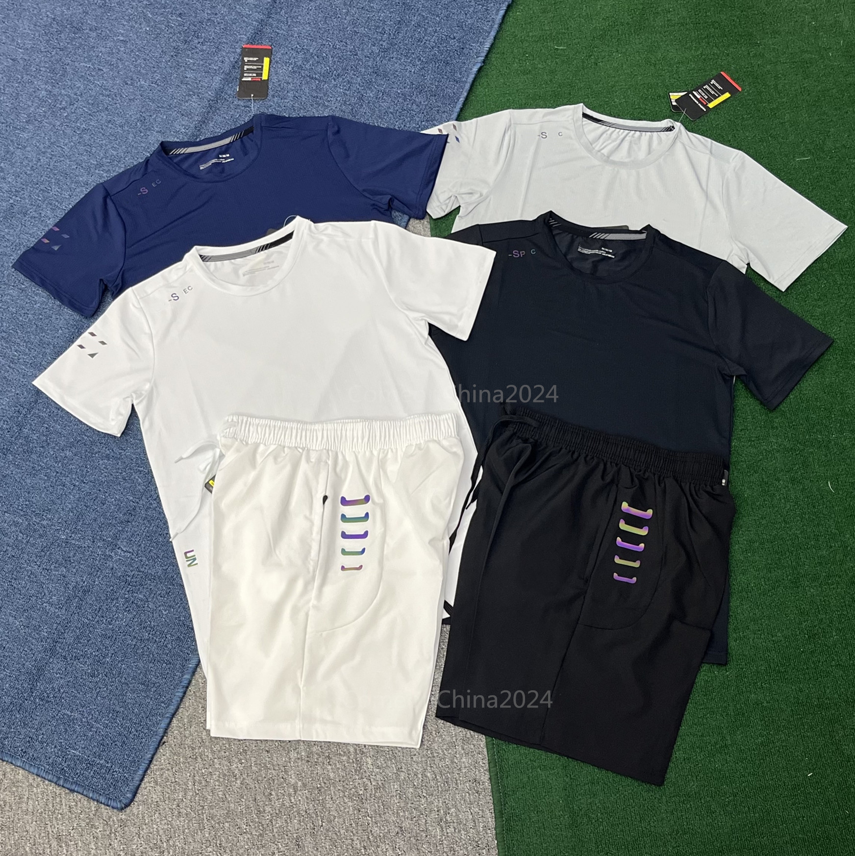 Fashion Summer Brand Designer men's Quick drying pants set training casual sportswear fitness running breathable small foot pants t-shirt track