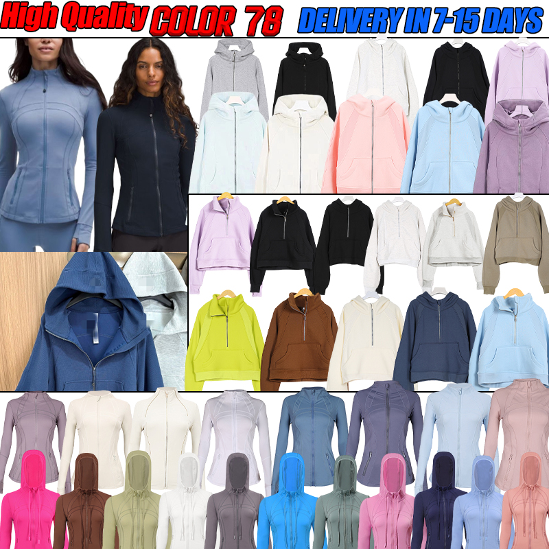 lulues designer Yoga Cropped Jacket Outfit Gold Zipper Activewear Slim Fit Zip Thumb Hole Running Workout Fitness men luluismes lemonic Women jac-image-1092481270