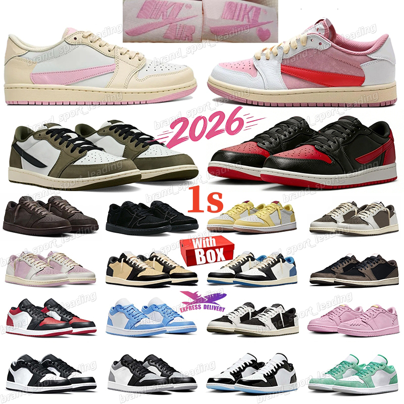 2026 With box Travis 1s 1 low basketball shoes travi scottt Sail Tropical Pink Shy Pink Reverse Mocha Black Phantom lows outdoor mens trainers de-image-918490721