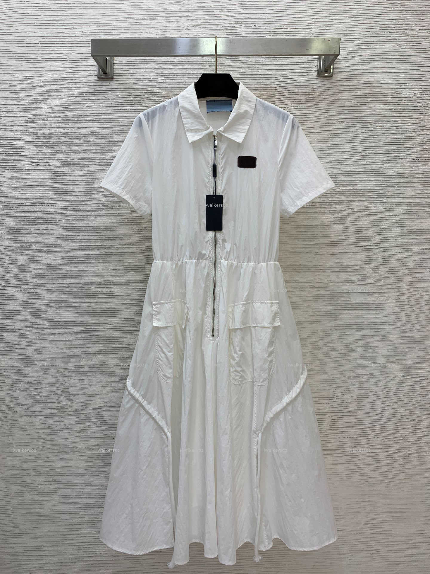 Classics lapel women dress Summer lady dresses women designer clothes zipper placket short sleeved skirt A019X01N043-image-1106883012