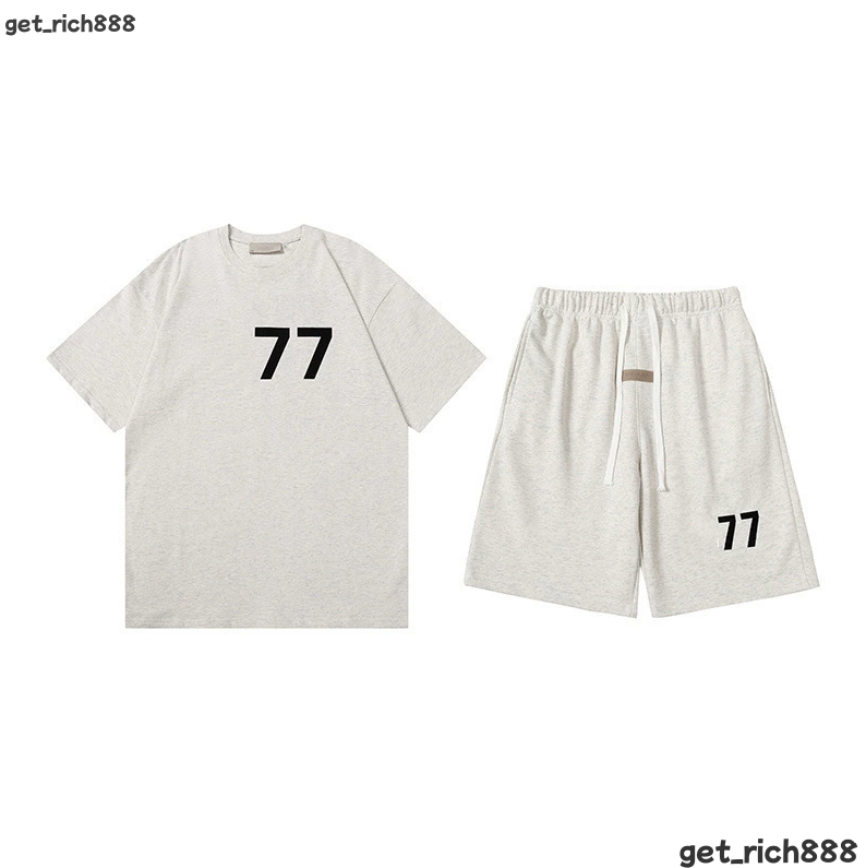 Designer Mens 2 Pieces Set Essential Shorts Mens 1977 Tracksuit Letter Cotton T-Shirt Elastic Drawstring Casual Stylish Streetwear Trendy Sports Sho