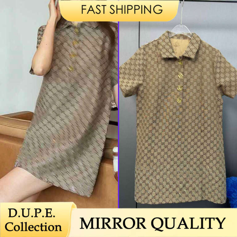 Designer GG Dress Brown Polo Short Sleeve Mini Robe Luxury Brand Style Letter Print A-line Dress Vintage Women Clothes Summer Vestidos Casual Skirt