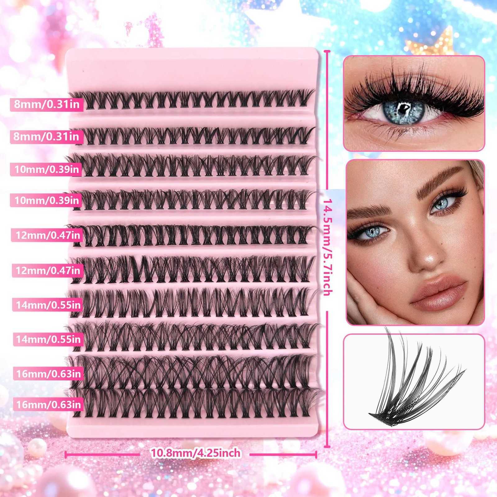 304080D European-style false eyelashes - 10 rows of thick and dense mixed segmented eyelashesT260609-image-1089454049