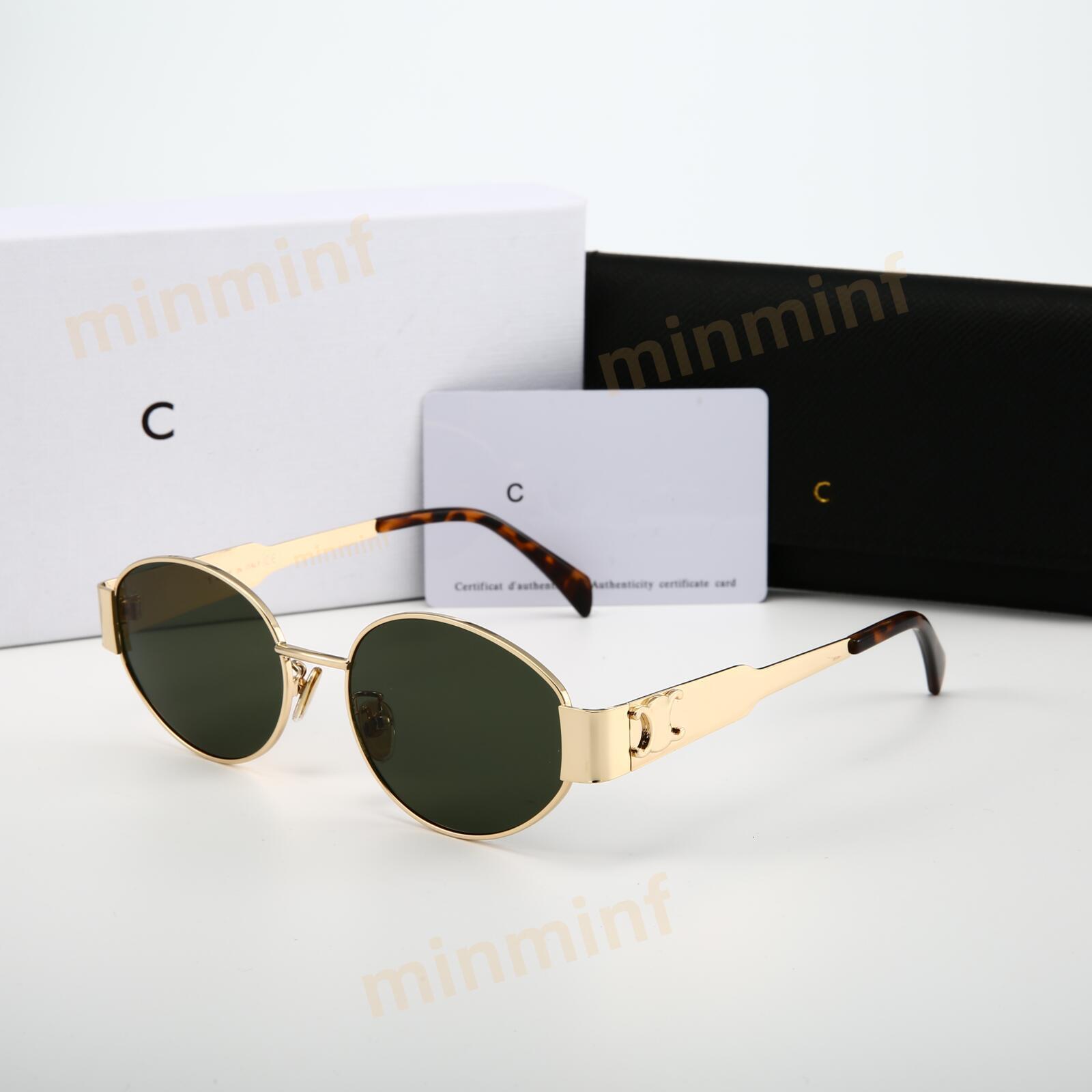 Luxury Designer Sunglasses for Women Men Retro Oval Frame Sunglasses UV400 Polarized Fashion Eyewear for Daily Wear with box-image-955021506