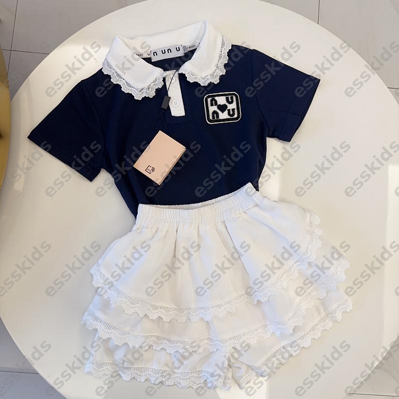 Baby Girl Clothes Set Girl Summer Cute 2 Piece Outfit Short Sleeve Tops Ruffle Lace Dress Suit Kids Tracksuit Fashion Polo Sets For Toddler Kid Shir