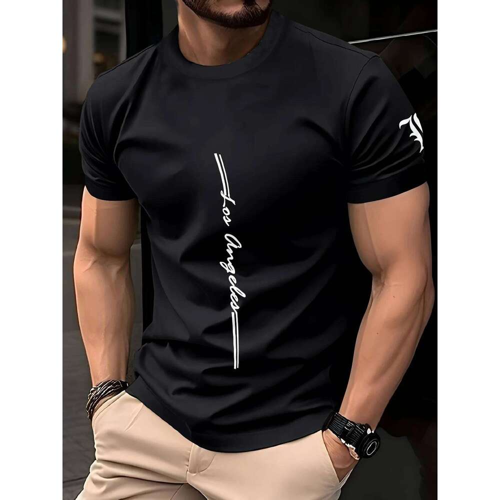 2026 Classic T-shirt Clothing Simple Casual Men's Short Sleeve T-shirts Solid Color Letter Print O-neck T Shirt for Men