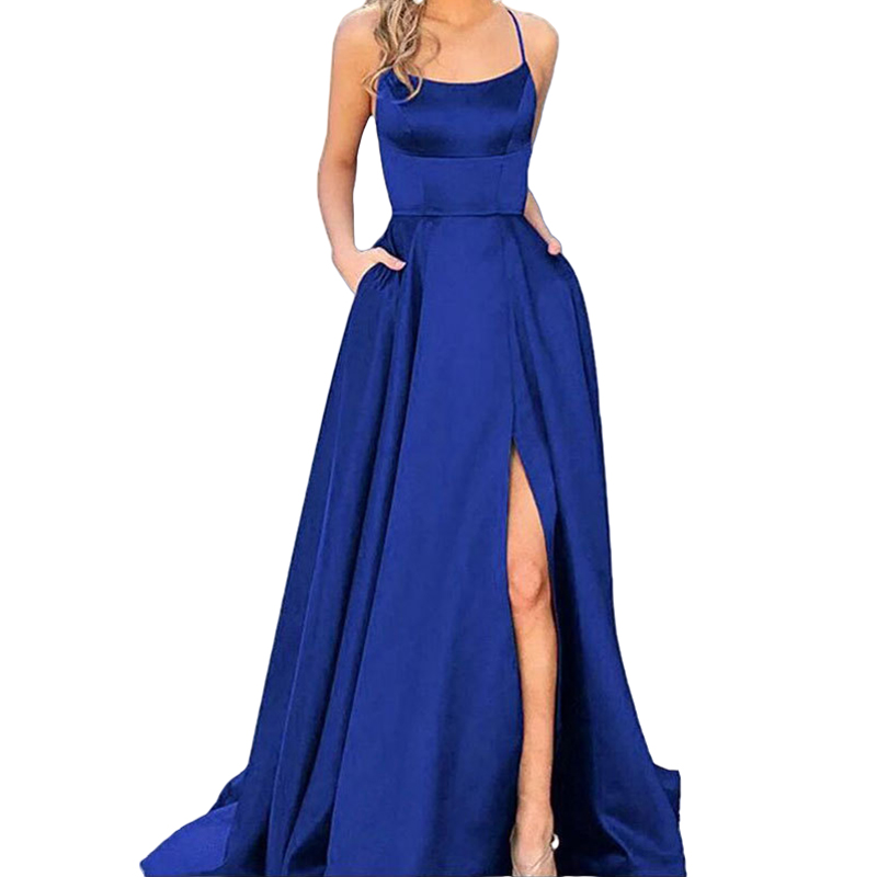 Runway Dresses wedding guest dress for women new formal fashionable sexy spaghetti strap slit long evening gown wedding dress-image-845119068