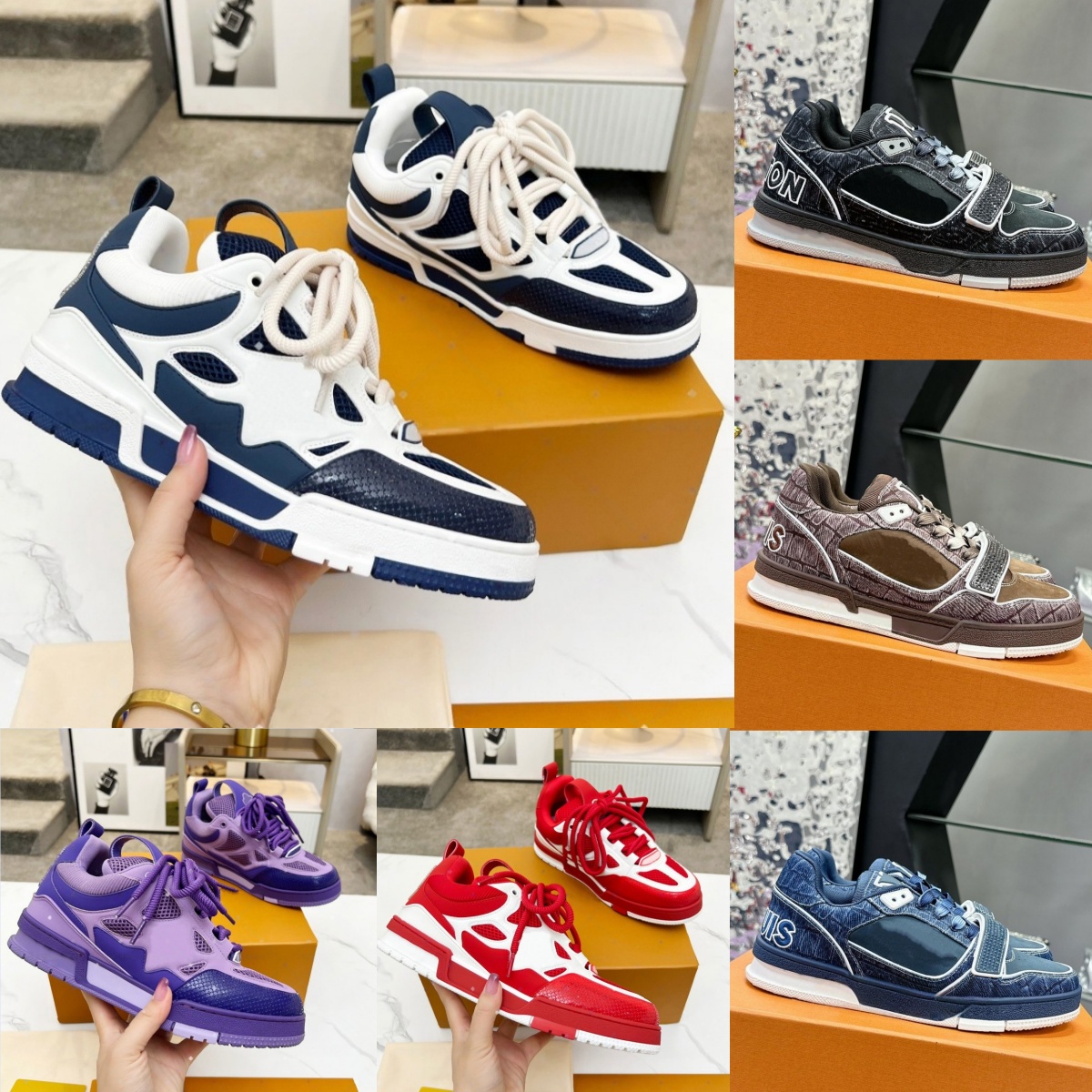 Quality Designer Platform Suede Skate Sneakers Breathable Mesh Leather Trainers Men Fashion Low Top Lace-up Casual Cute Style Outdoor Running Shoes