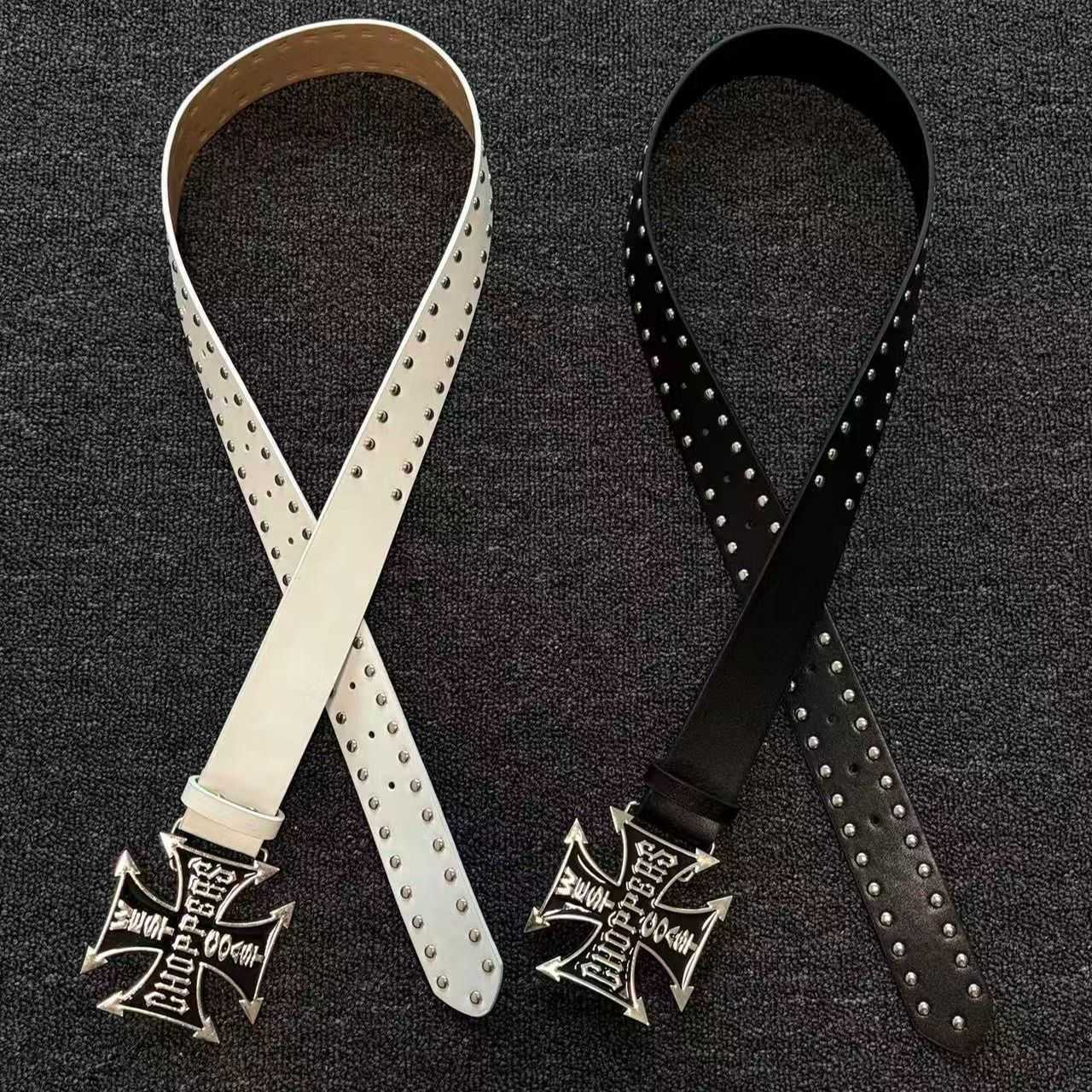 Ceinture décorative polyvalente en cuir clouté pour hommes et femmes, punk cross, tendance, style ins, modèle à la mode, L260520, nouvelle collec