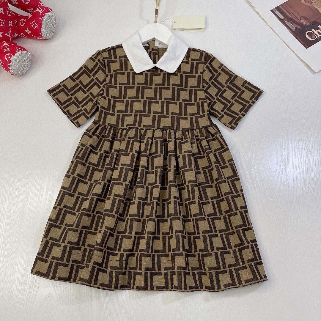 Girls' Dress Summer New High Quality Children's Clothing Classic White Lapel Letter Printed Cotton Dress Baby Girl Clothes Size : 90-16-image-1107007716