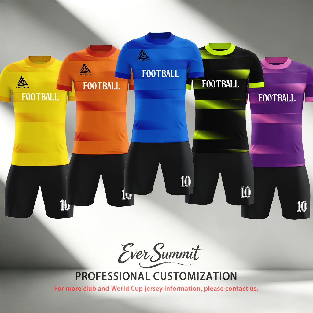 Conjunto de camiseta de fútbol con rayas degradadas personalizadas, uniforme de fútbol de secado rápido para hombres con pantalones cortos, logotipo