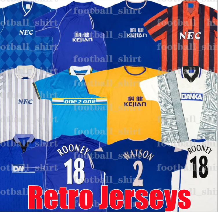 2002 03 Evertoon EFC Retro Soccer Jerseys ROONEY WATSON FENG GREALISH COLLINS MOORE GASCOIGNE 1987 88 89 2003 2004 Home classic Vintage Football shi
