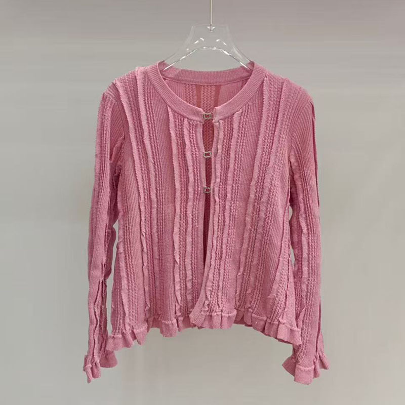 Luxury Designer Cardigan Jacket Summer Spring Elegant Hollow Knitted Tops Brand Solid Color Street Style Knits Sweater