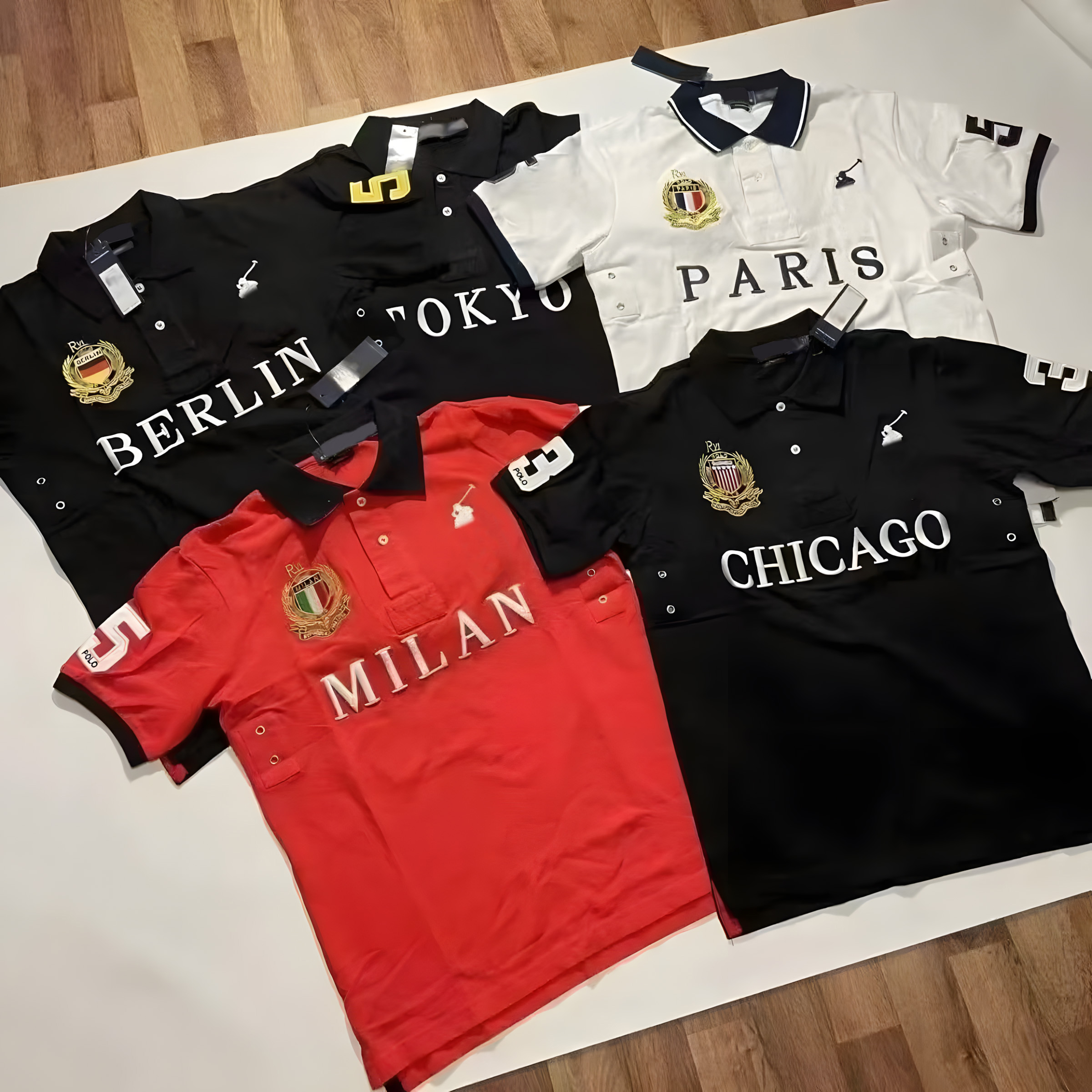 Y2K Vintage Mens Polo Shirt City Embroidery Chief Keef Style Hip Hop SWAG Streetwear Golf Polo