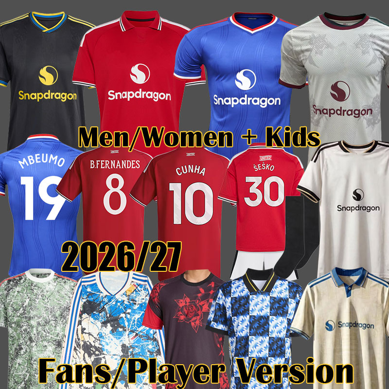ManUniteds CUNHA 25 26 27 Rose Pre Match Red soccer jersey Stone Roses SESKO MBEUMO Icons 2025 2026 FERNANDES Kids MAN football shirts kit MUTDES-image-887928349